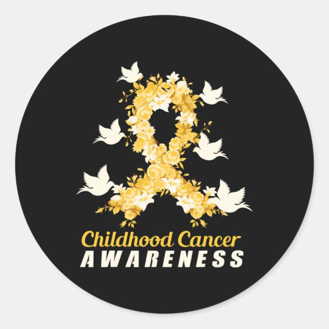 Childhood Cancer Awareness Birds  Classic Round Sticker (Front)
