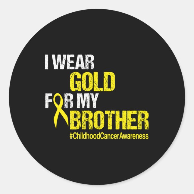 Childhood Cancer Awareness  Brother Yellow Ribbon  Classic Round Sticker (Front)