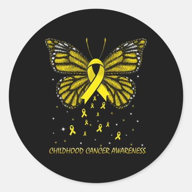 Childhood Cancer Awareness Butterfly  Classic Round Sticker (Front)