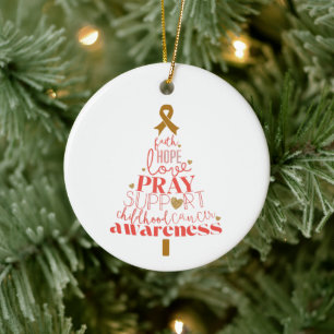 childhood cancer awareness Christmas Holiday  Ceramic Ornament