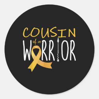 Childhood Cancer Awareness Cousin Of A Warrior  Classic Round Sticker