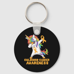 Childhood Cancer Awareness Dabbing Unicorn Warrior Keychain