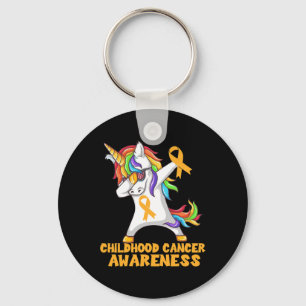 Childhood Cancer Awareness Dabbing Unicorn Warrior Keychain