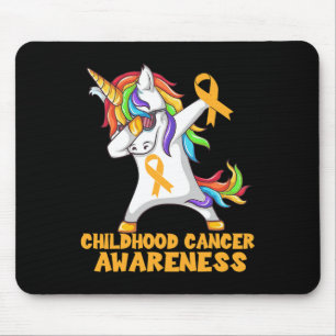 Childhood Cancer Awareness Dabbing Unicorn Warrior Mouse Pad