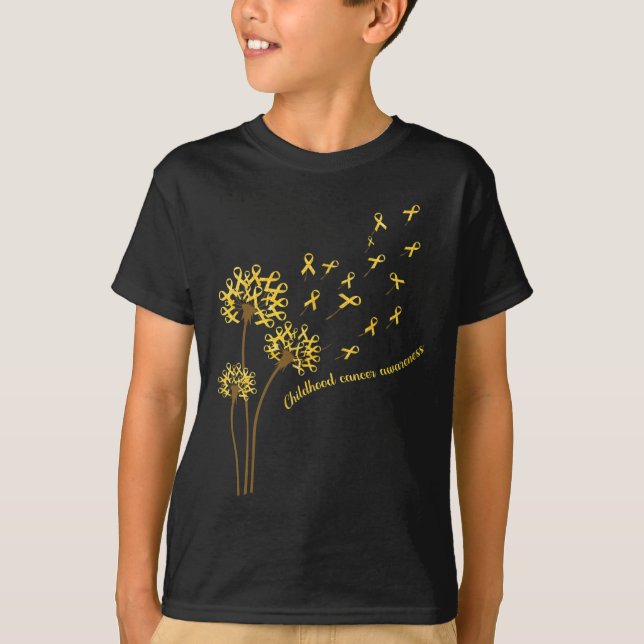 Childhood Cancer Awareness Dandelion Flower Gold R T-Shirt (Front)