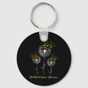 Childhood Cancer Awareness Faith Hope Love Dandeli Keychain