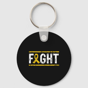 Childhood Cancer Awareness Fight Cancer Gold Ribbo Keychain