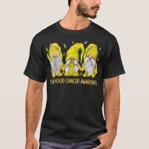 Childhood Cancer Awareness Funny Gnomes Gold Ribbo T-Shirt