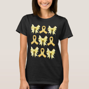 Childhood Cancer Awareness Girls Coquette Bow Gold T-Shirt