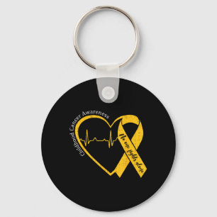 Childhood Cancer Awareness Gold Heart Ribbon Men Keychain