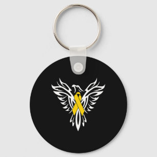 Childhood Cancer Awareness Gold Ribbon Phoenix  Keychain