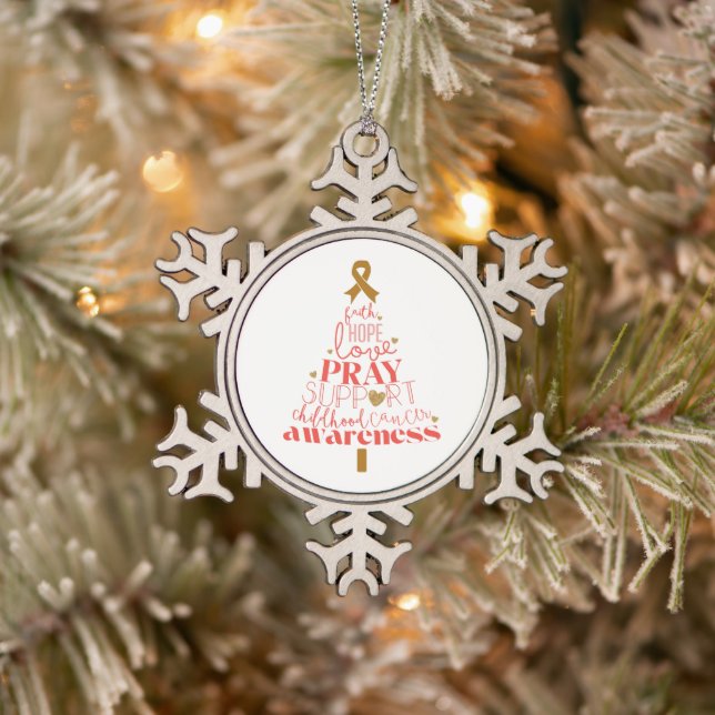 childhood cancer awareness Holiday  Snowflake Pewter Christmas Ornament (Tree)