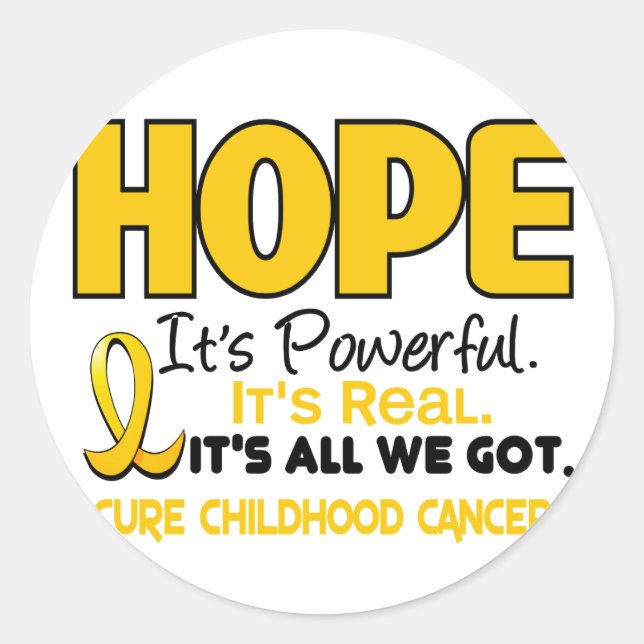 Childhood Cancer Awareness HOPE 1 Classic Round Sticker (Front)