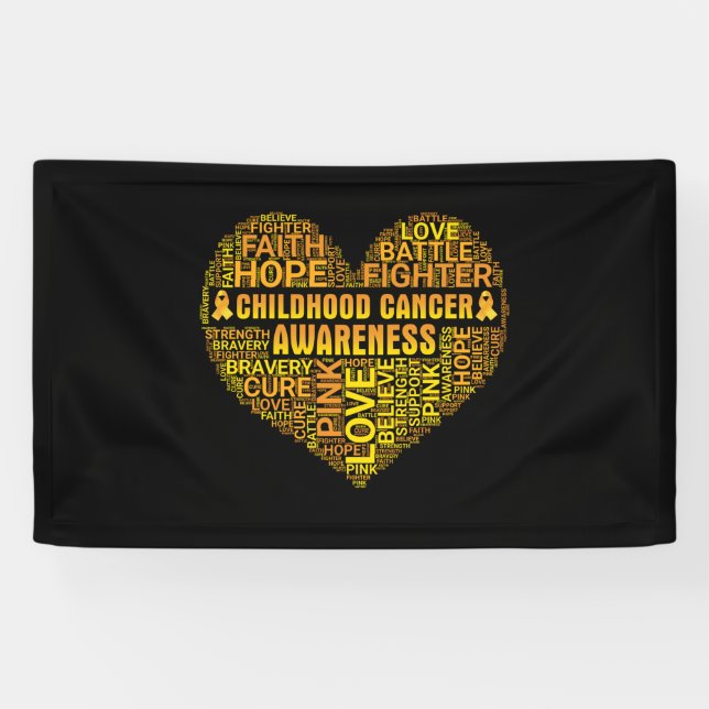 Childhood Cancer Awareness Hope Support Strong Banner (Horizontal)