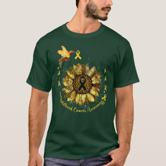 Childhood Cancer Awareness Hummingbird Yellow Sunf T-Shirt