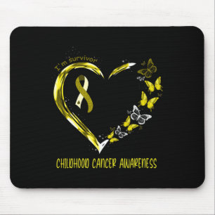 Childhood Cancer Awareness I'm Survivor Heart Ribb Mouse Pad