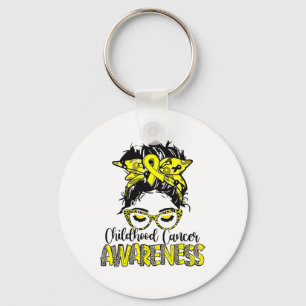 Childhood Cancer Awareness Leopard And Gold Ribbon Keychain