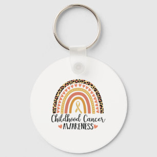 Childhood Cancer Awareness Leopard Print Rainbow 1 Keychain