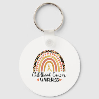 Childhood Cancer Awareness Leopard Print Rainbow 1 Keychain
