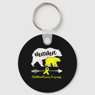 Childhood Cancer Awareness Mama Bear Support Famil Keychain