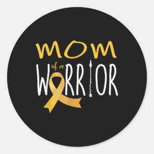 Childhood Cancer Awareness Mom Of A Warrior Classic Round Sticker