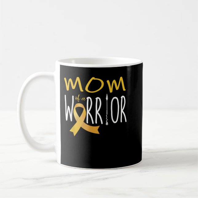 Childhood cancer awareness mom of a warrior  coffee mug (Left)