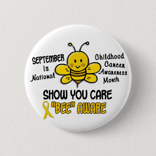 Childhood Cancer Awareness Month Bee 1.1 2 Inch Round Button