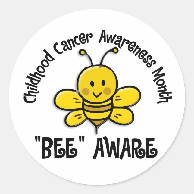 Childhood Cancer Awareness Month Bee 1.2 Classic Round Sticker (Front)
