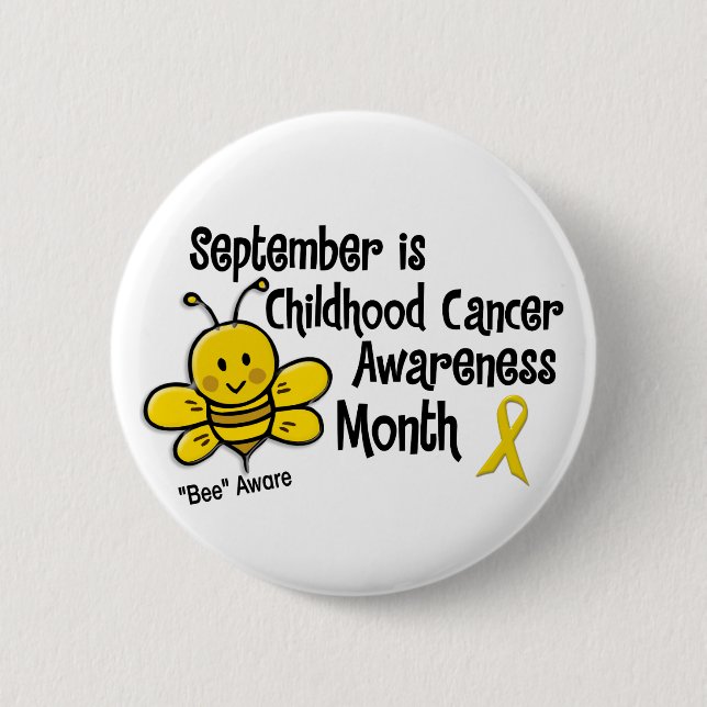Childhood Cancer Awareness Month Bee 1.3 2 Inch Round Button (Front)