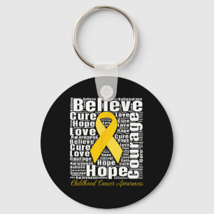 Childhood Cancer Awareness Month Believe Hope Cour Keychain