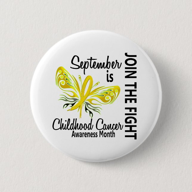 Childhood Cancer Awareness Month Butterfly 3.1 2 Inch Round Button (Front)