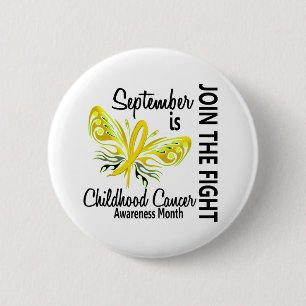 Childhood Cancer Awareness Month Butterfly 3.1 2 Inch Round Button