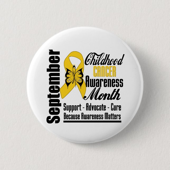 Childhood Cancer Awareness Month Butterfly v5 2 Inch Round Button (Front)