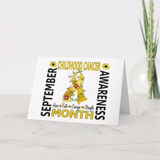 Childhood Cancer Awareness Month Flower Ribbon 4 Card (Front)