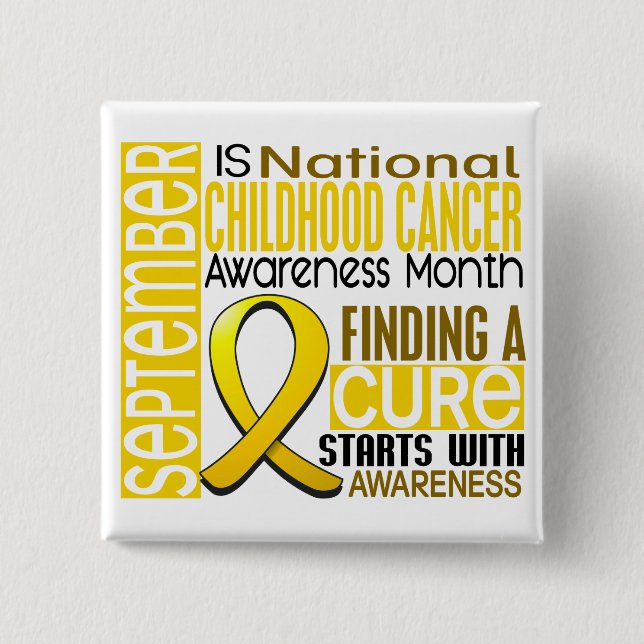Childhood Cancer Awareness Month Ribbon I2 1.5 2 Inch Square Button (Front)