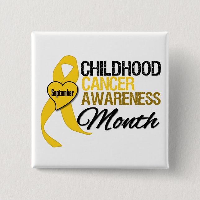 Childhood Cancer Awareness Month Ribbon September 2 Inch Square Button (Front)