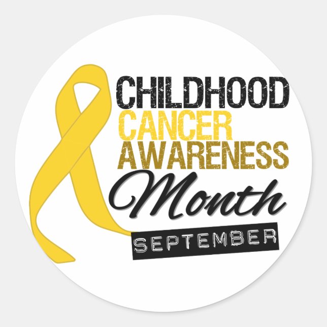 Childhood Cancer Awareness Month Ribbon v8 Classic Round Sticker (Front)