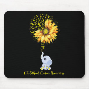 Childhood Cancer Awareness Month Sunflower Elephan Mouse Pad