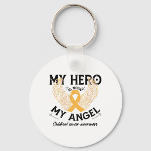 Childhood Cancer Awareness My Hero Is Now My Angel Keychain