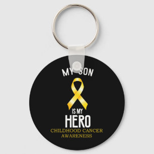 Childhood Cancer Awareness My Son Is My Hero Keychain