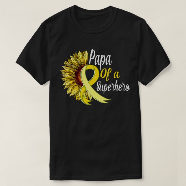 Childhood Cancer Awareness Papa Of A Superhero Sun T-Shirt (Design Front)