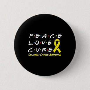 Childhood Cancer Awareness Peace Love Cure 2 Inch Round Button
