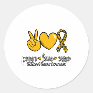 Childhood Cancer Awareness Peace Love Cure Childho Classic Round Sticker