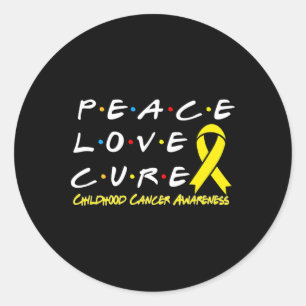 Childhood Cancer Awareness Peace Love Cure Classic Round Sticker