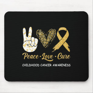Childhood Cancer Awareness Peace Love Cure Leopard Mouse Pad