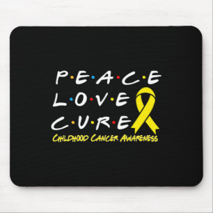 Childhood Cancer Awareness Peace Love Cure Mouse Pad