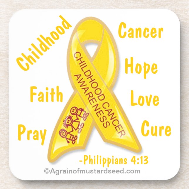 Childhood Cancer Awareness Phil 4:13 Coaster (Front)