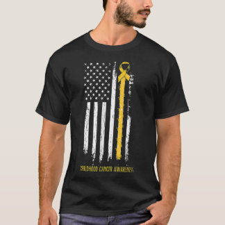 Childhood Cancer Awareness Ribbon In A Flag785 T-Shirt