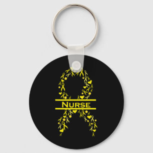 Childhood Cancer Awareness Ribbon Nurse Keychain