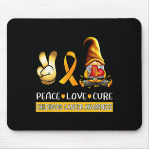 Childhood Cancer Awareness Ribbon Peace Love Cure Mouse Pad